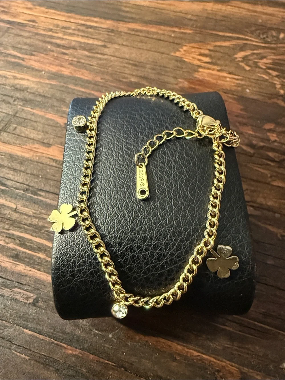 Gold Plated On Stainless Dainty Clover Charm Bracelet - Women Accessories